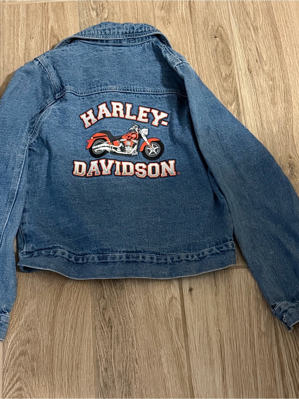 Vintage Harley-Davidson Motorcycles Denim Jean Jacket Size Kids Youth 12 14